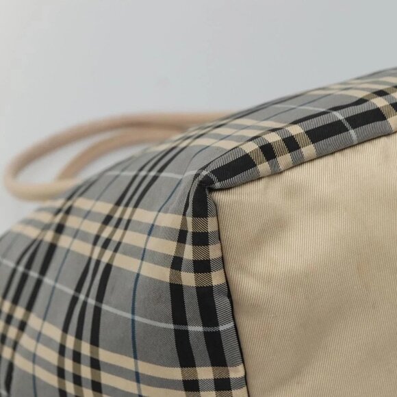 BURBERRY Nova Check Blue Label Tote Bag Nylon Blue Silver Auth th6084 - Picture 4 of 16